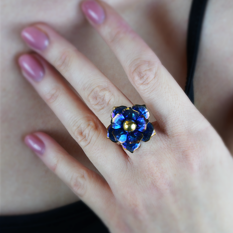 Water Lily Ring - Blue