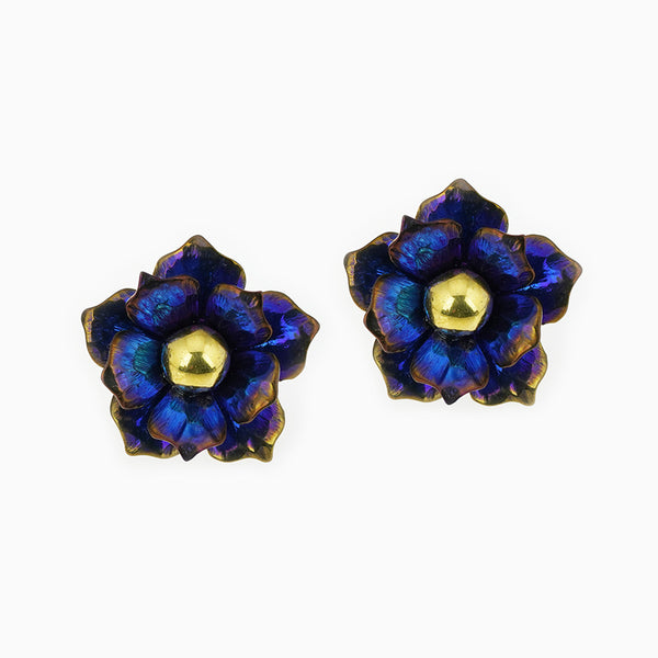 Water Lily Earrings - Blue