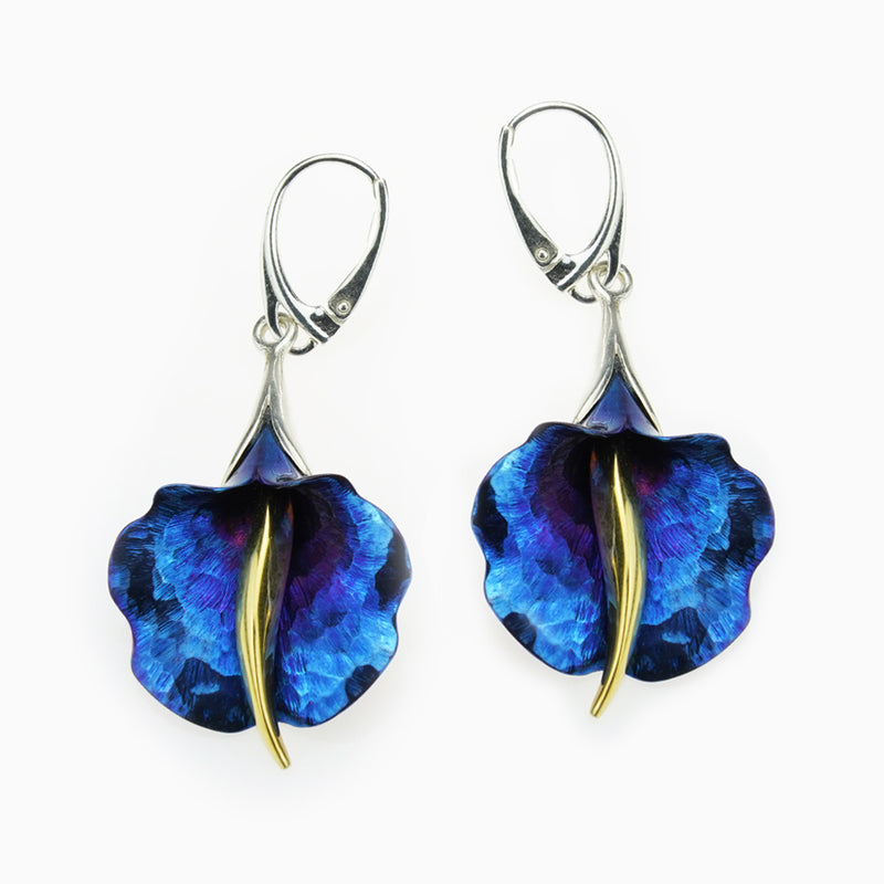 Ornate Calla Earrings - Blue