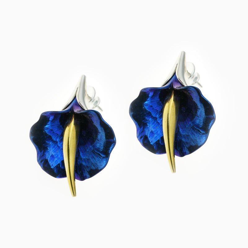 Ornate Calla Earrings - Blue