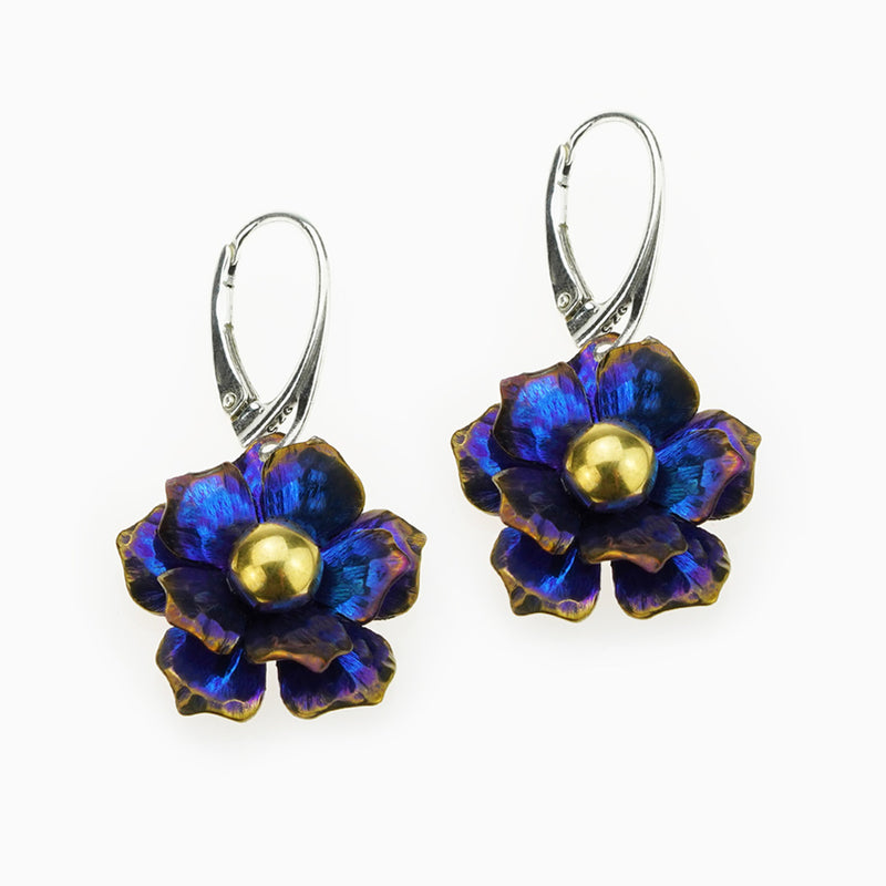 Water Lily Earrings - Blue