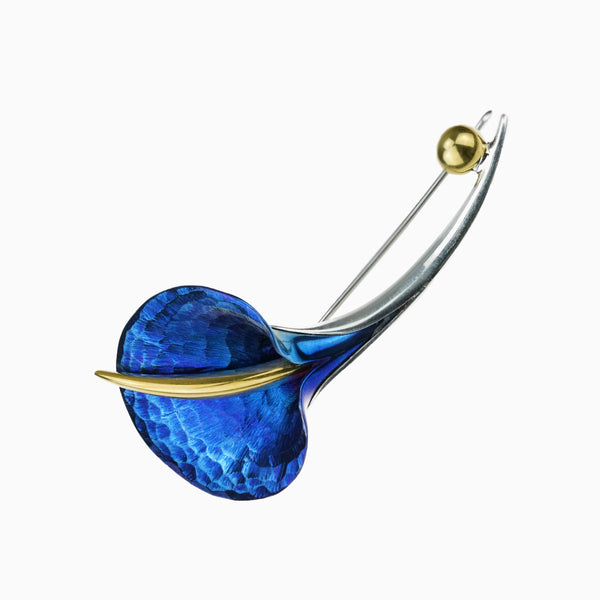 Open Calla Brooch - Blue