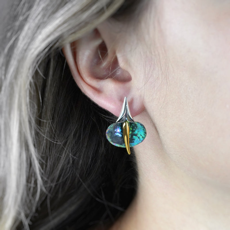 Open Calla Earrings - Green