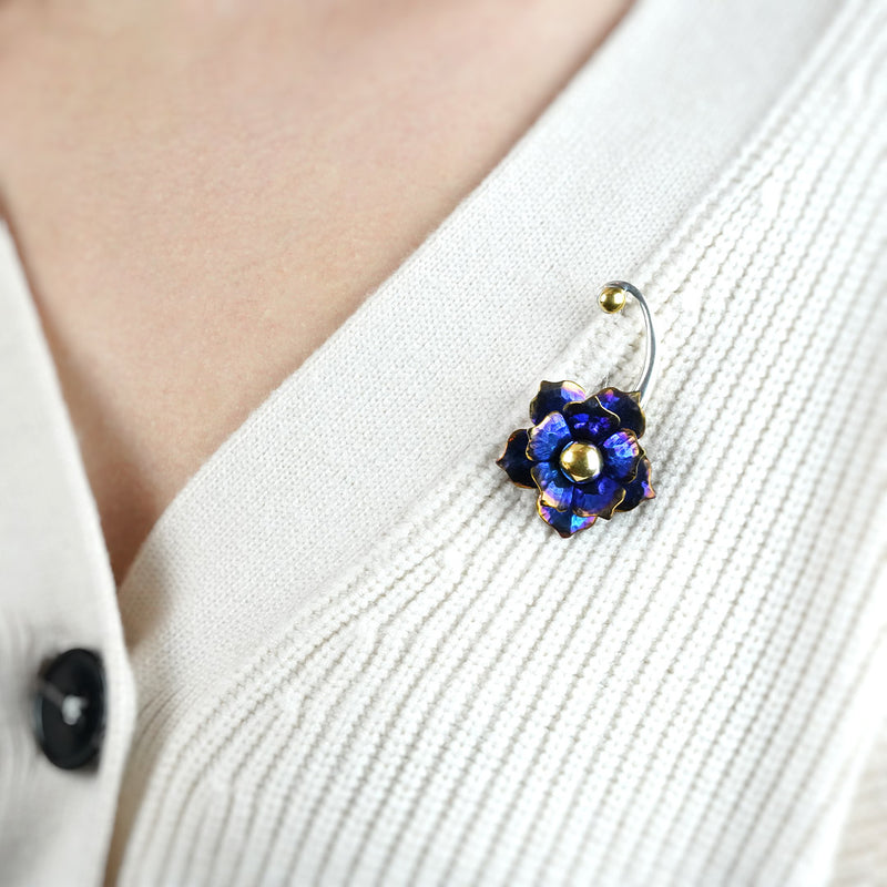 Water Lily Brooch - Blue